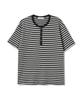 SIGNATURE Striped Henley Neck Short Sleeve T-Shirt [Black]