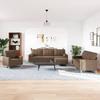 4 Piece Sofa Set with Footstool and Decorative Cushions Brown Fabric