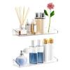 2Pcs Clear Acrylic Floating Shelves Waterproof Wall Shelves Modern Display Shelves for Bathroom Bedroom Kitchen Living Room