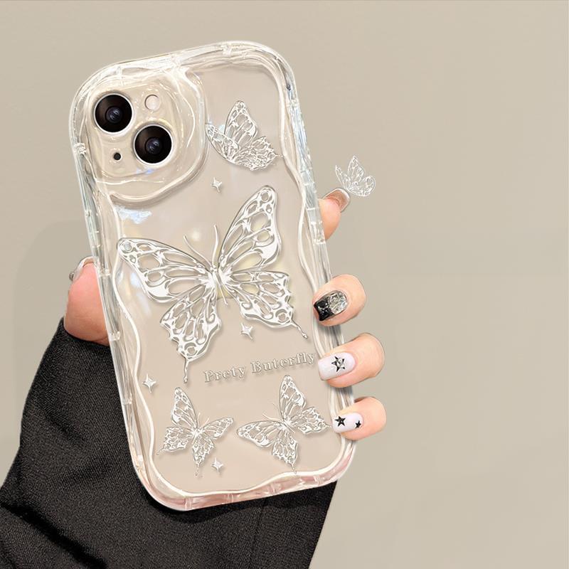 Applicable To Apple 14promax Mobile Phone Case IPhone 15 Full Cover Anti-fall 12mini Full Screen Butterfly 13 Transparent Soft