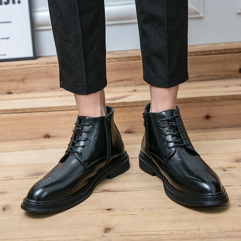 Men Boots High Quality Casual Men Shoes Handmade Spring Dress Ankle Boots Vintage Tooling Cow Leather Office Work Brogue Boots