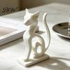 Fine Craftsmanship Collectibles Minimalist 3D Printed Cat Figurine, Decorative Animal Statue Ornament, Creative Elegant Gift for Home Small