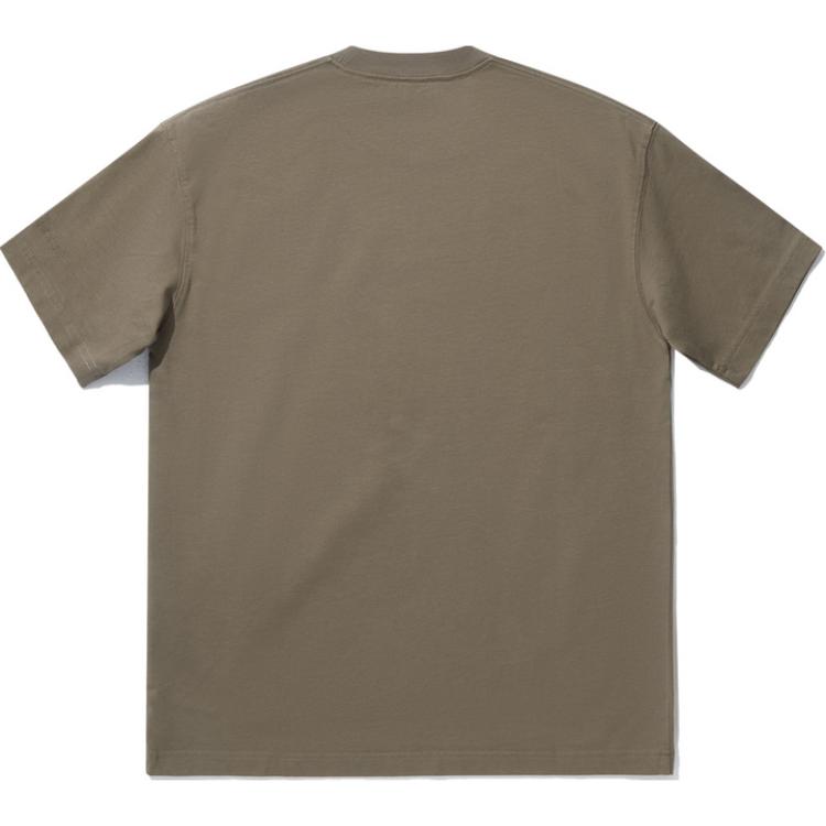 Li Ning Série Vital Coupe Ample Couleur Unie Col Rond Manches Courtes T-Shirt Tops Unisexe Marron Chocolat AHSU925-1