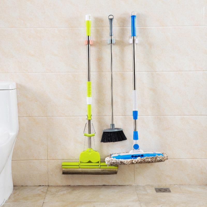 Seamless Mop Clip No-drilling Broom Rack Hook Slot Powerful Bathroom Wall-mounted Storage Rack