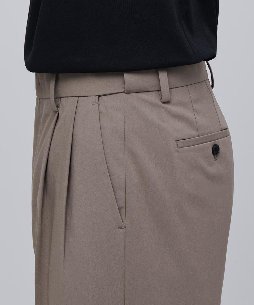MUSINSA STANDARD [Cooltandard] Real Wide Hidden Elastic Waist Slacks [Dusty Beige]
