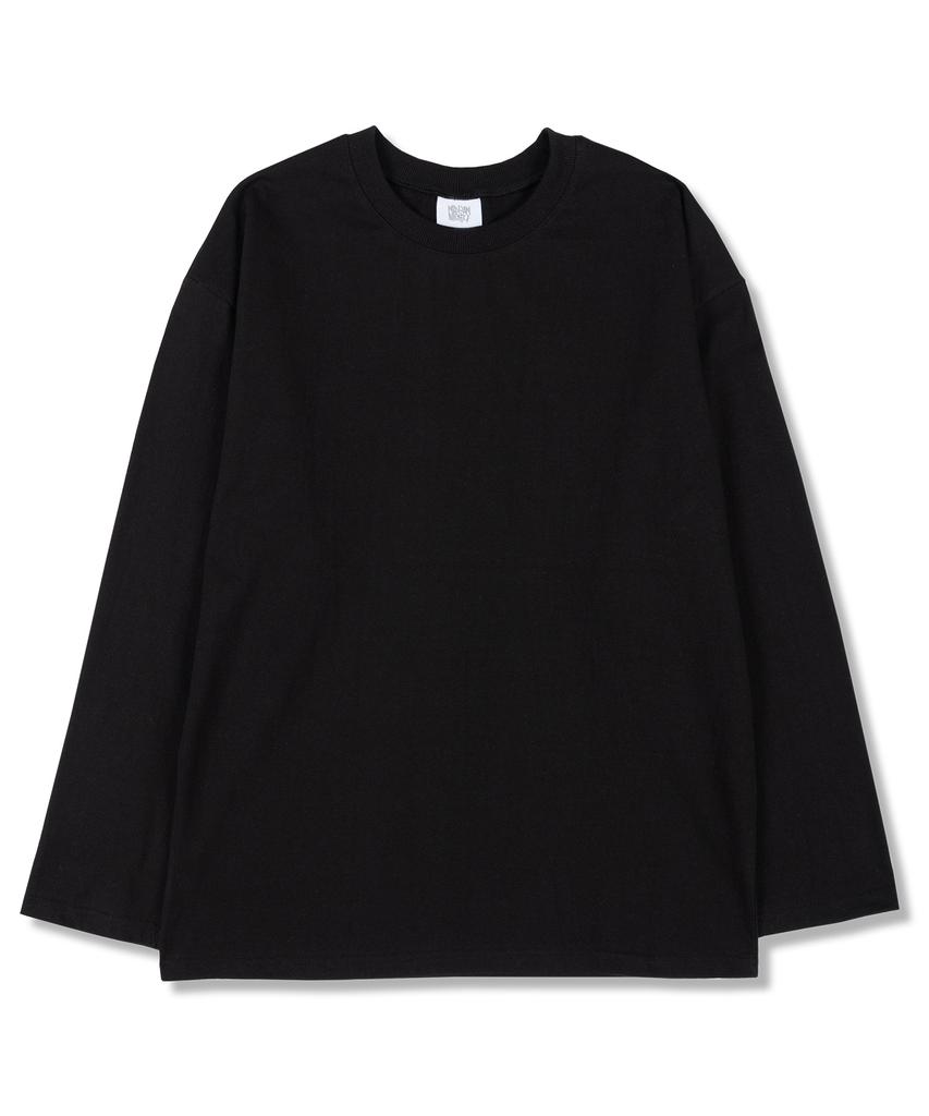 MIDNIGHT12AM Plain Oversized Long Sleeve T-Shirt Black (Ribbed Cuffs Selectable)