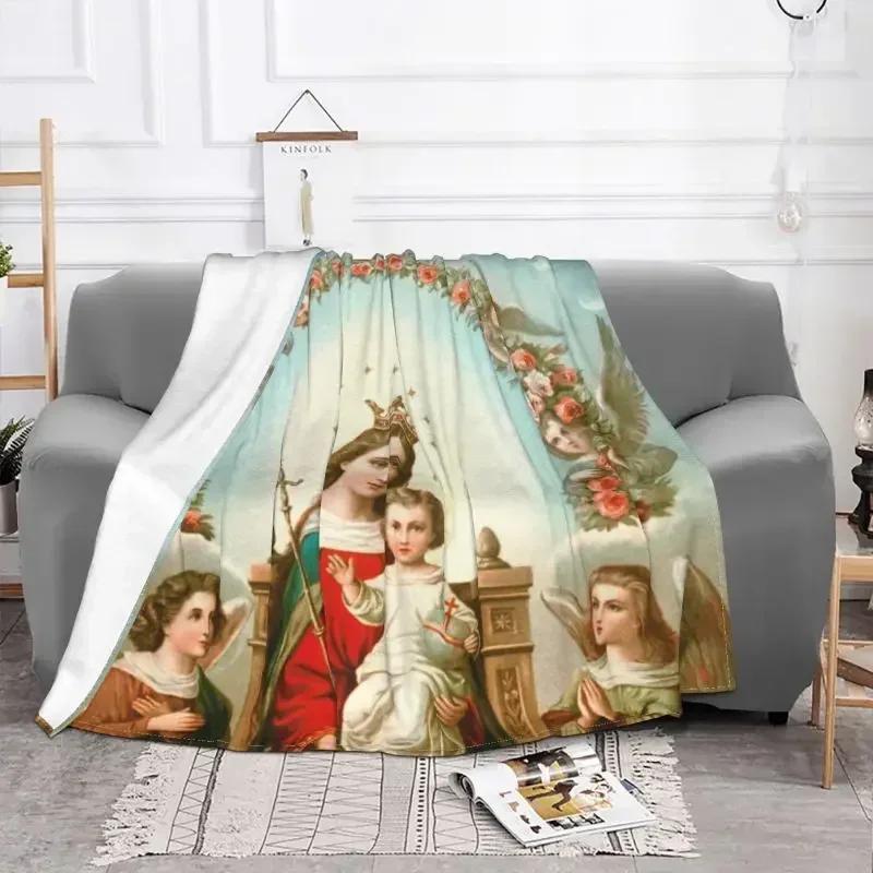 Virgin Mary Blanket 3D Printed Soft Flannel Fleece Warm Catholic Christian Throw Blankets for Car Bed Sofa Bedspreads