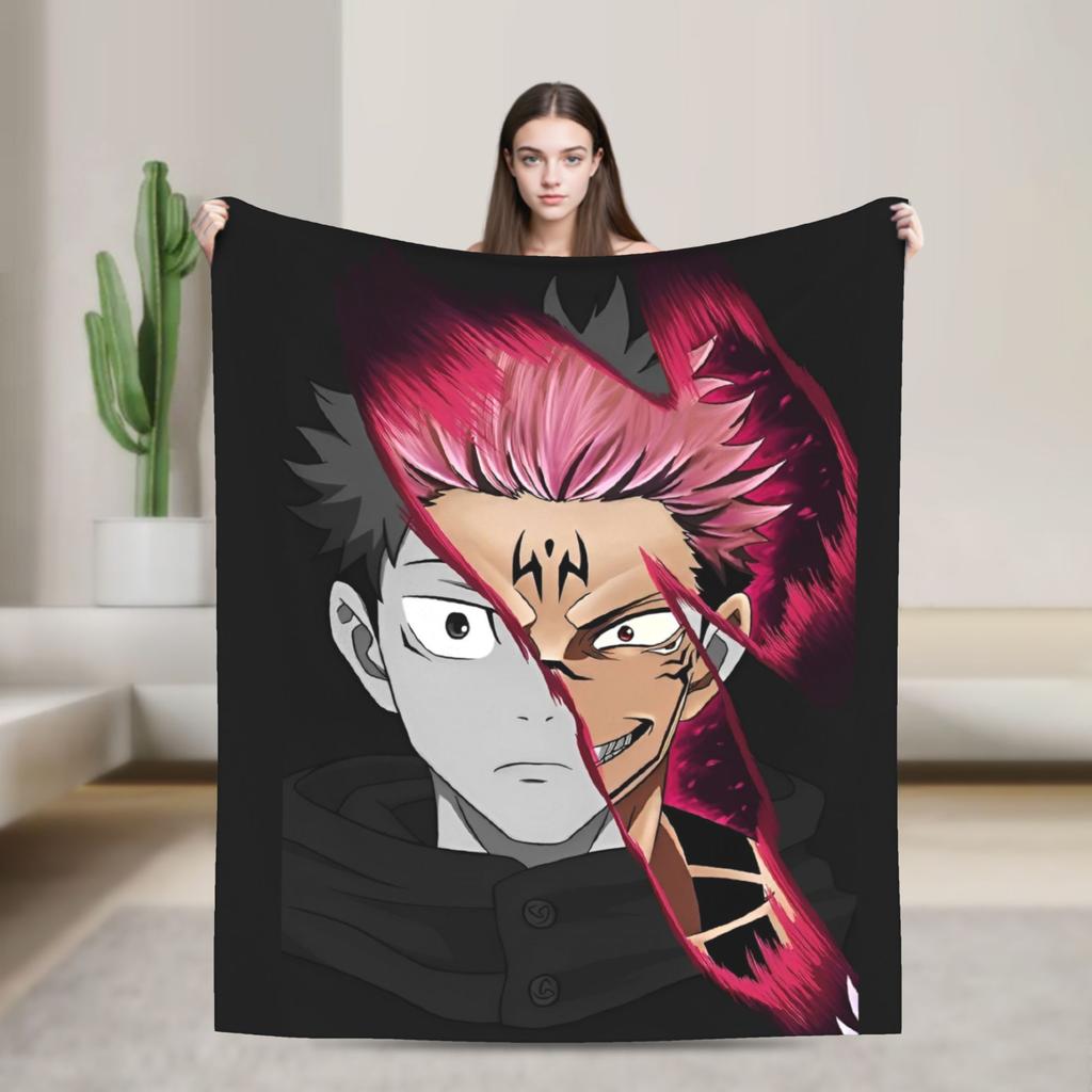 Yuji x Sukuna pledas Jujutsu Kaisen Flanelinis Nuostabus Šiltas Mesti pledai Antklodės dekoravimui,