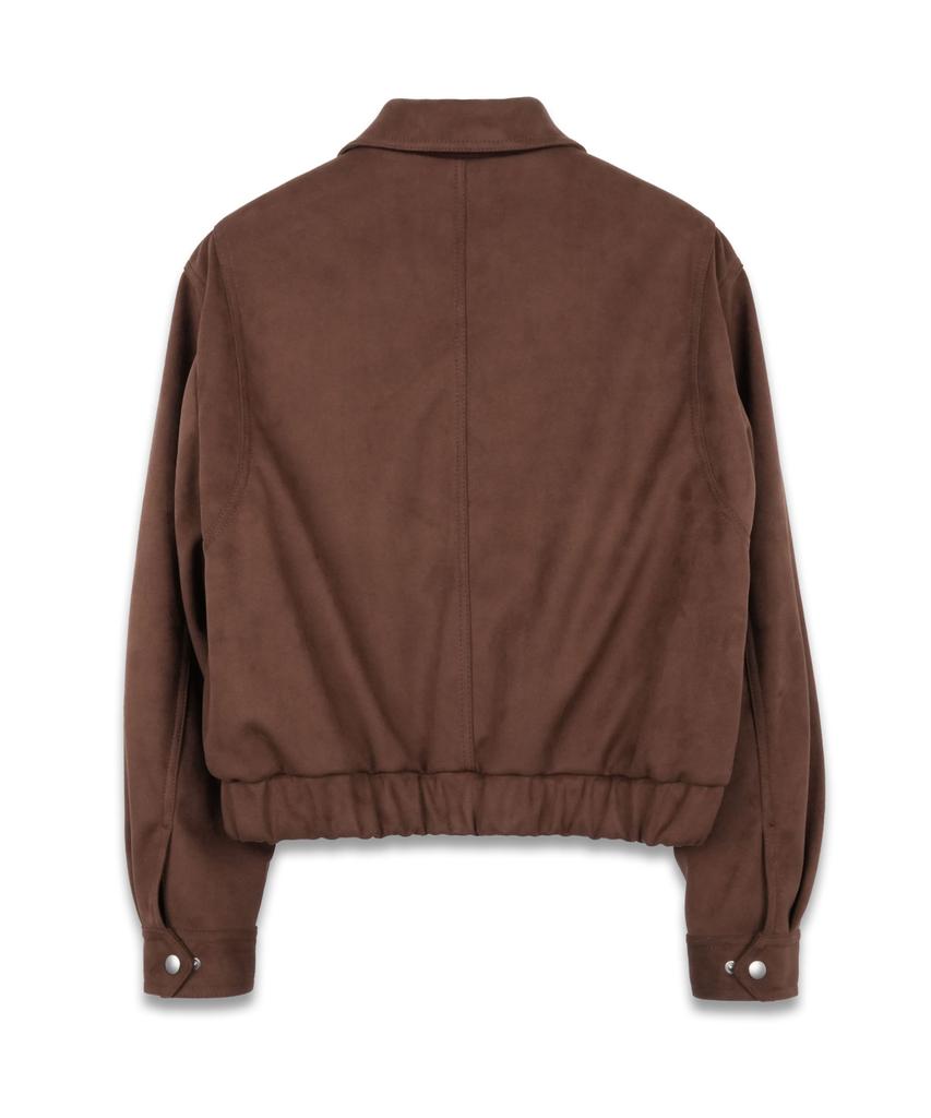 Doffsept Vegan Leather Suede Crop Bomber In Mocha