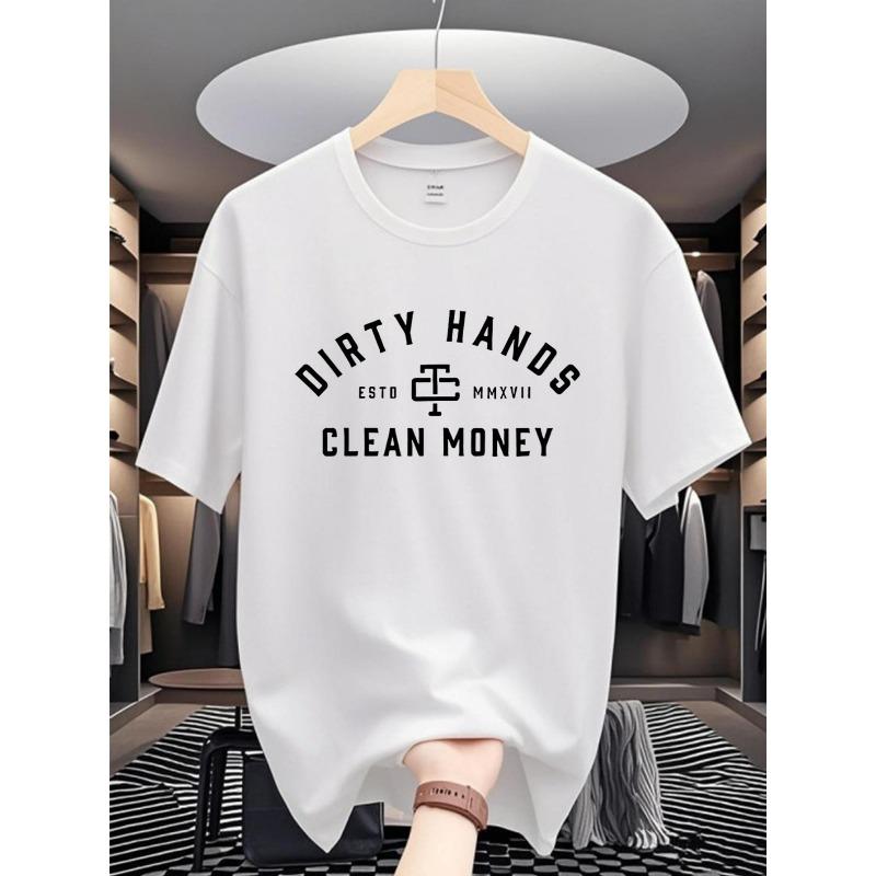 Europäische Größen T-Shirt - Hard Slogan Rundhals Kurzarm T-Shirt, Schnelltrocknend Feuchtigkeitsableitend, Ganzjahres Freizeit- & Fitnesskleidung für /Handwerk/Finanzen/,