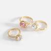 Internet Celebrities with the Same 18K Real Gold Plated Small Pendant Brass with Zircon Jewelry Opening Pink White Zircon Ring Woman