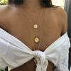 EN Charm Fashion Multilayer Gold Color Thick Chain Lock Pendant Necklace 2022 Jewelry Vintage Coin Choker Necklace for Women