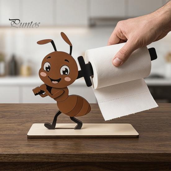 Dekorativer Küchenpapierhalter Lustige Tiere Holz Toilettenpapierhalter, 3D Tier Badezimmerdeko, Niedlicher Cartoon Vertikaler Arbeitsplatten Rollenhalter