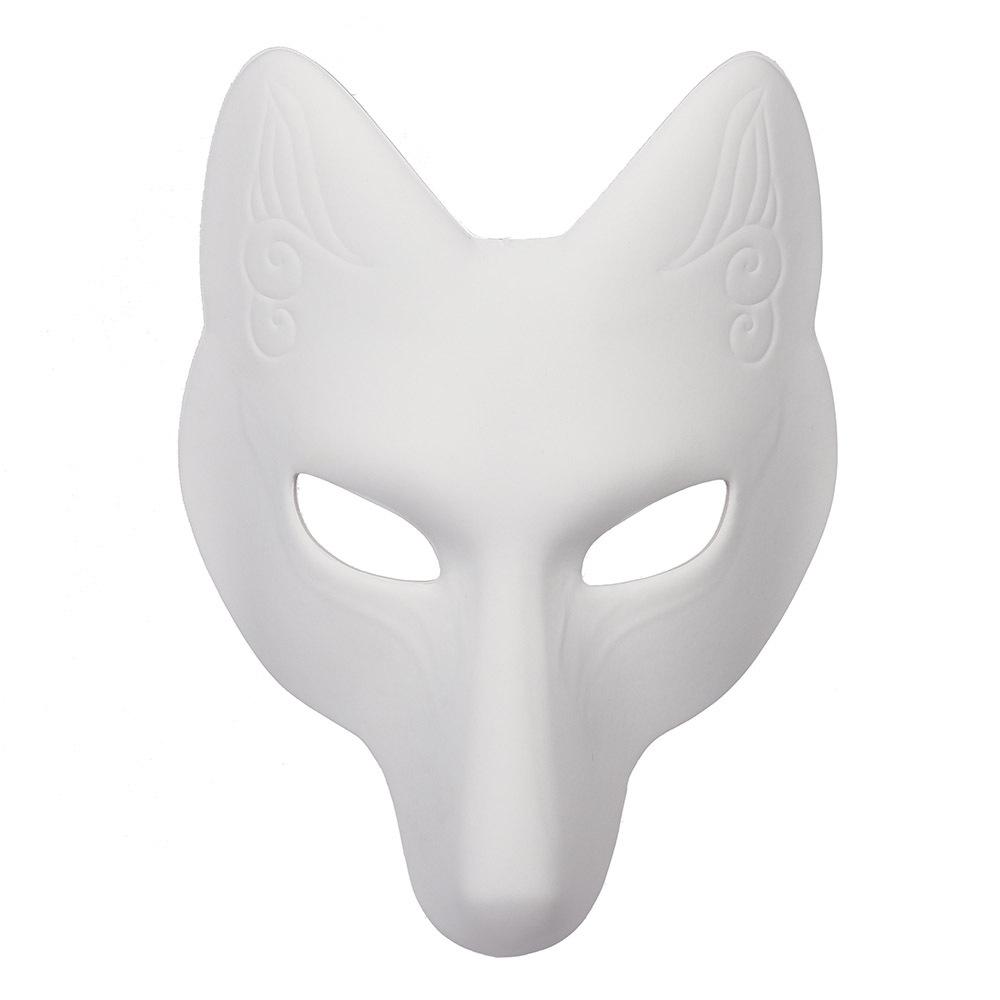 Maschera da Volpe Kitsune Kabuki Giapponese Pu Non Verniciata Maschere da Maschera Animale Fai da Te Maschera Artigianale Non Verniciata Per Accessorio Costume Cosplay