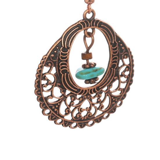 Bohemian Vintage Turkoois Ovaal Geometrisch Hanger Oorbellen Dames Holle Oorbellen Retro Nationaal