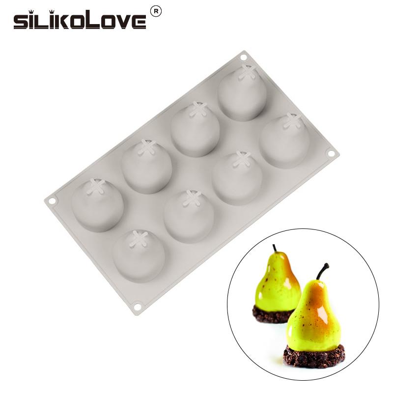 Molde de silicona 3D con forma de pera para tartas, mousse, trufas, brownies, moldes para sartenes, herramienta de repostería de silicona para tartas