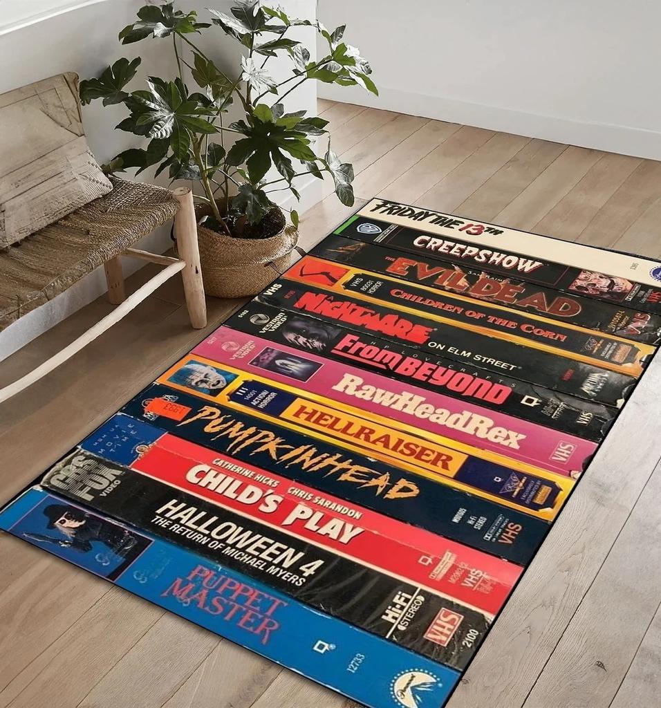 Retro Films Kleed VHS Horrorfilm Woonkamer Moderne Kleurrijke Tapijt Kunst Tapijt Film Tapijt Huisdecoratie Mat Antislip Tapijt Populair Tapijt