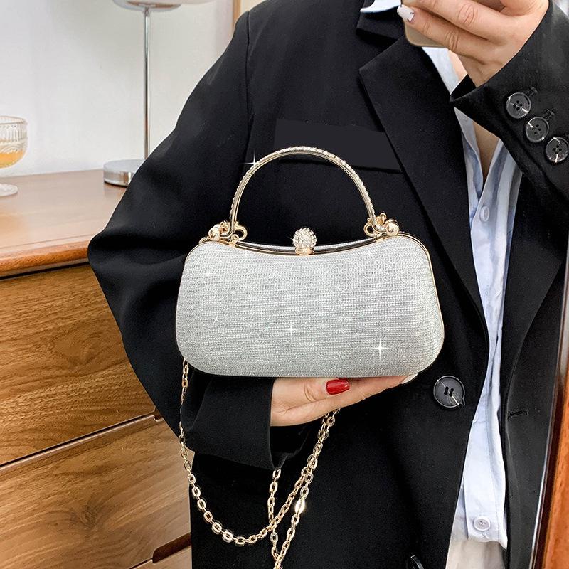 Dinner Bag Shiny Fashion Handheld Bag One Shoulder Chain Women's Crossbody Bag MIT