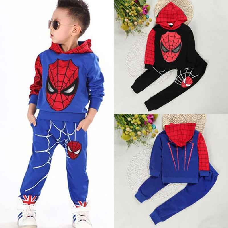 Marvelous Comfort With 2pcs Kids Boy Long Sleeve Spiderman Hoodie Trousers Tracksuit Set