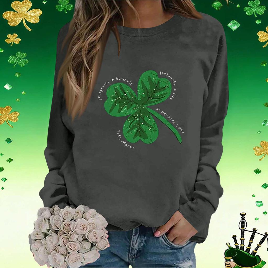 Women's Fashion  Printed Long Sleeve Loose Round Neck Sweatshirt Top