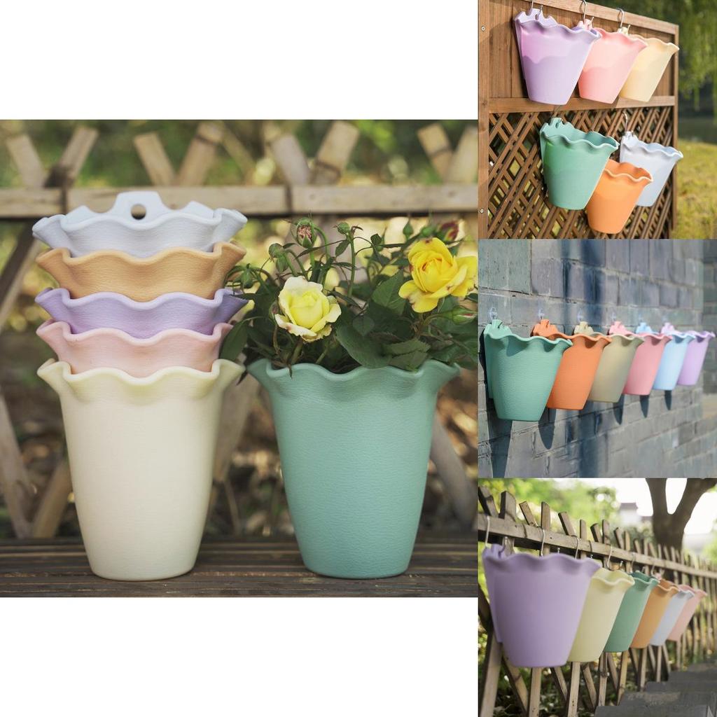 Decorative Plastic Planter With Drainage For Wall Hanging And Garden Fence Decor