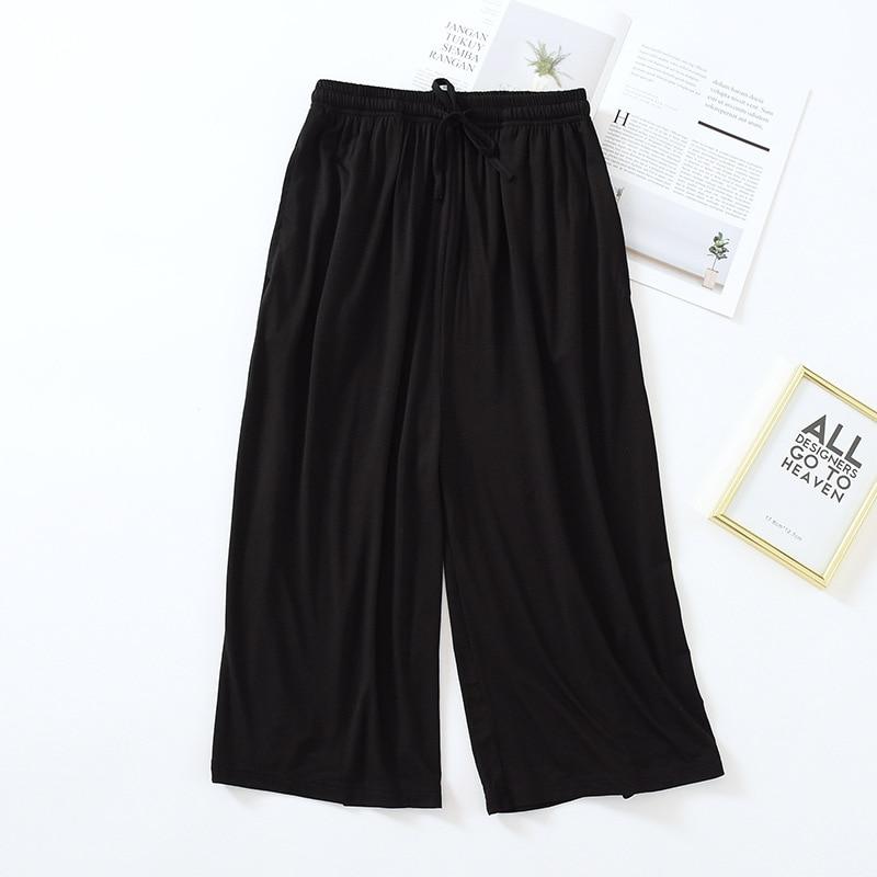 Pantalon court ample de style japonais pour femme, short fin, modal, couleur unie, jambes larges, grande taille, bas pour la maison, été