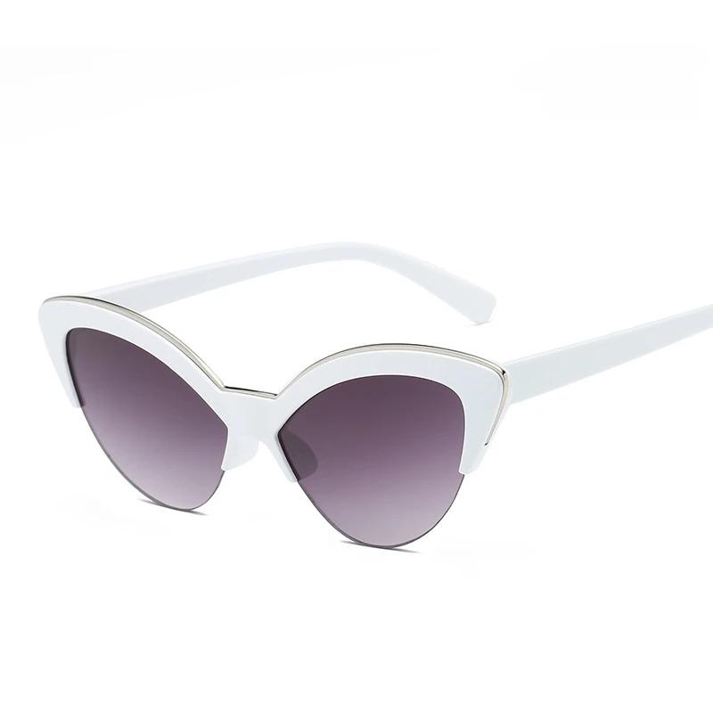 Retro White Cat Eye Sun Eyeglasses for Female Retro Latest Stylish Compact Half Frames Eyewear Trending Travel Sexy Woman Sunglasses