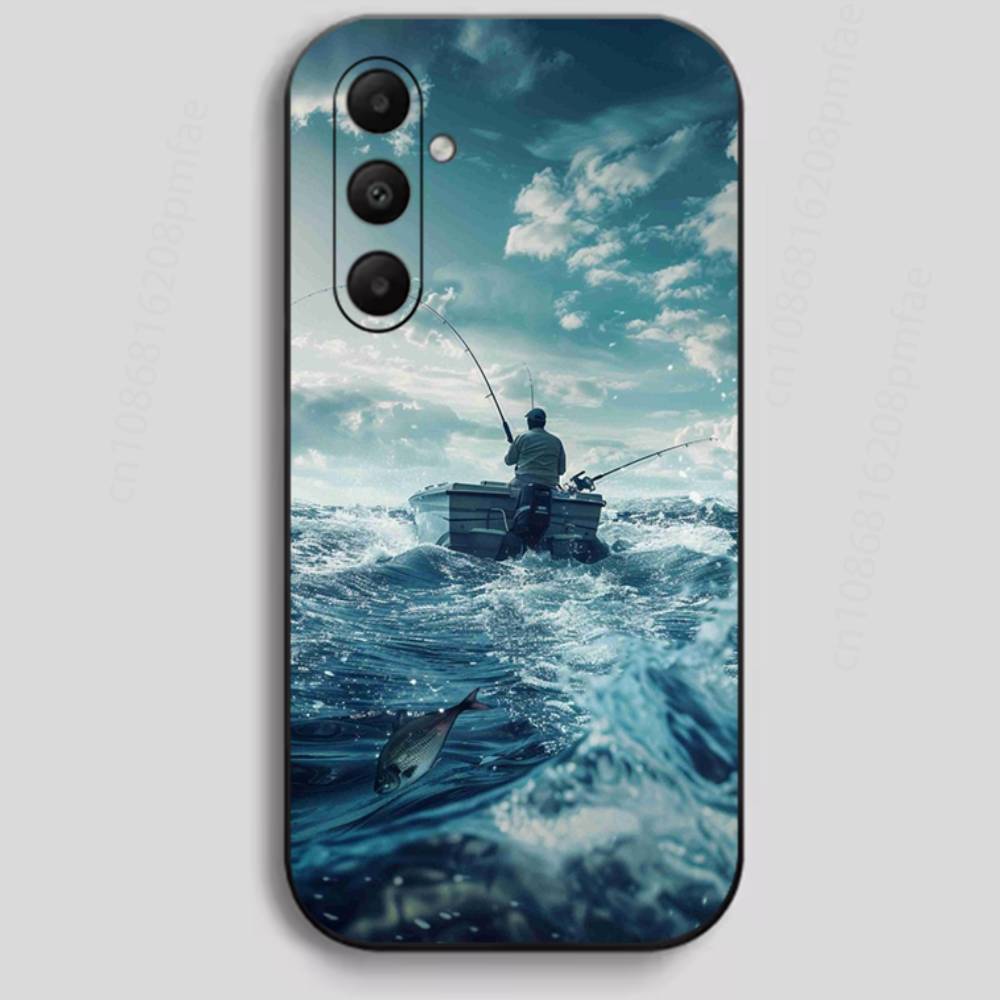 Bassboot Köderfischen Handyhülle Für Samsung Galaxy A13,21s,22,31,32,40,52,71,A91 Weiche Schwarze Hülle