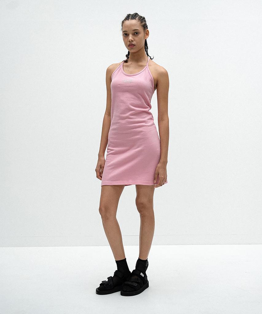 Bante Halterneck Body-Conscious Dress With Crystal Logo In Pink