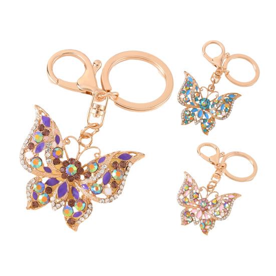 Rhinestone Butterfly Keychain Sparkly Butterfly Charm with Keyring Elegant Enamel Butterfly Keychain Gift for Women