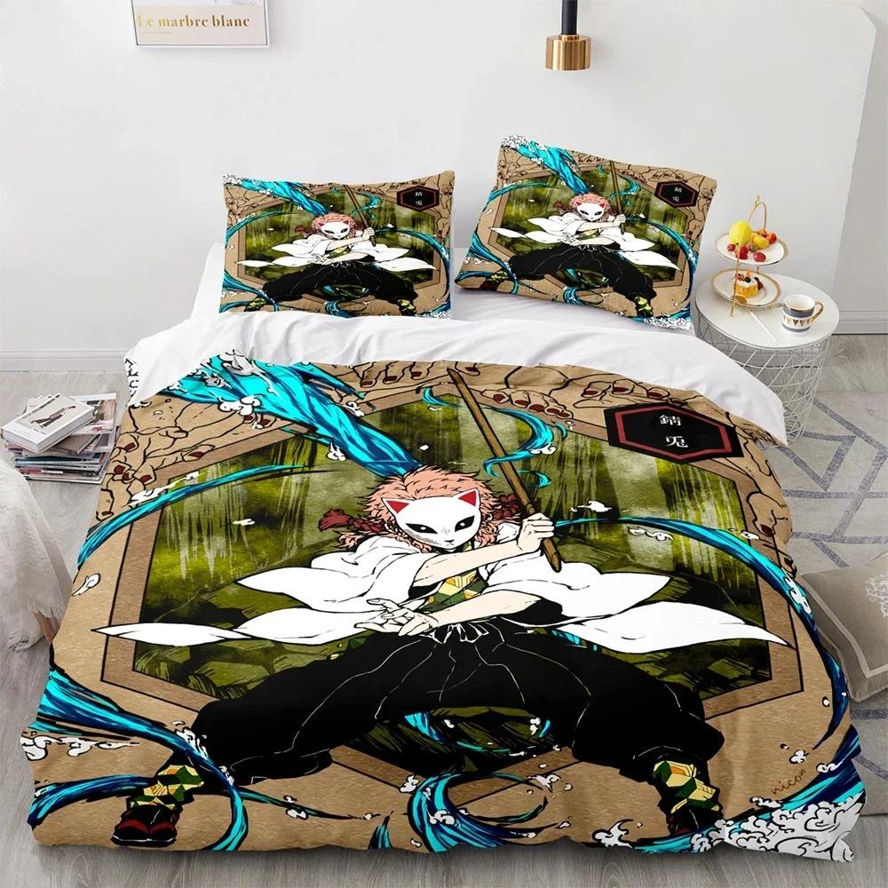Set Biancheria da Letto Anime Demon Slayer Kamado Tanjirou Copripiumino Federa Piumone Matrimoniale King Queen Size Ragazzi Adulti A