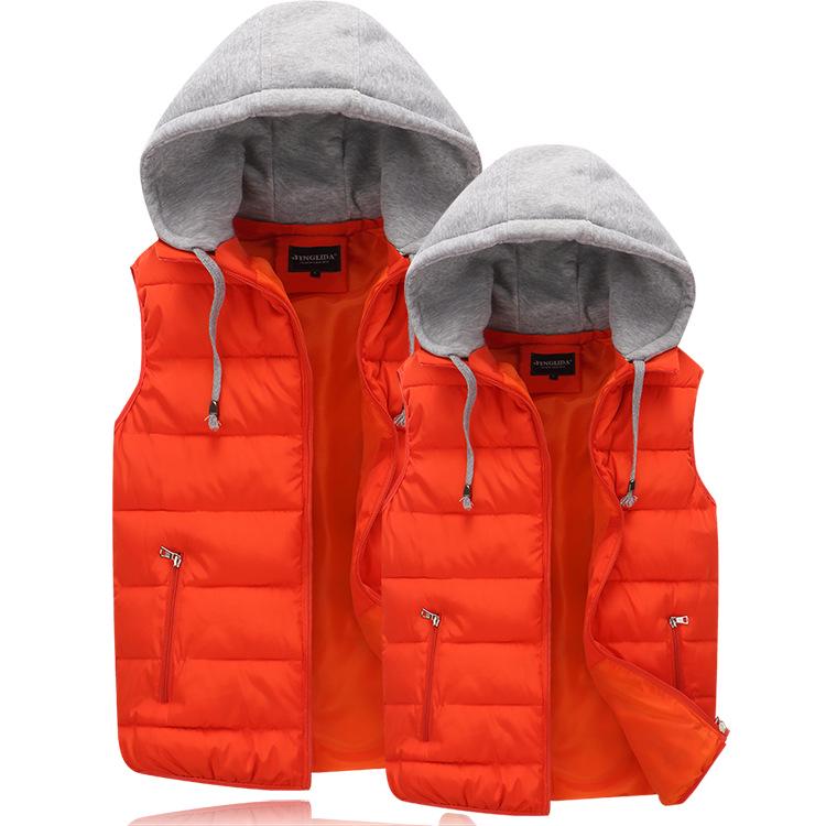 Warm Hooded Vest Coat for Women Men Couples Thicken Sleeveless Waistcoat