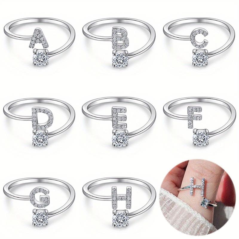 1PC Open Ring Shiny Jewelry Suitable for Stacking Accessories Cute Letter Theme Ideal Gift Free Combination Custom Rings Silver