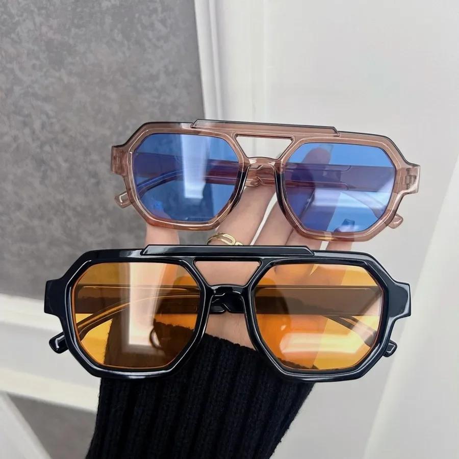 Designer Square Sunglasses Female Male Comfortable Ocean Color Sun Eyewear Female Male Mirror Fashionable Big Oculos De Sol