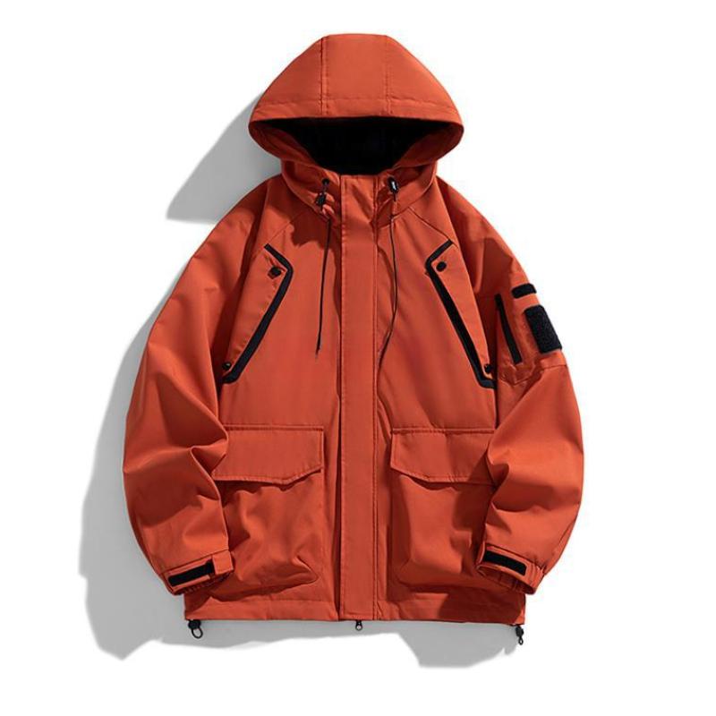 Mysig upp Män Mode Unisex Huvförsedd Vindjacka Flerfickor Casual Jackor Överdimensionerad Rock
