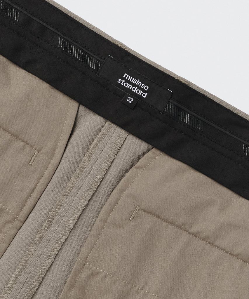 MUSINSA STANDARD Cool Touch To Tuck Wide Hidden Elastic Waist Slacks [Grayish Beige]