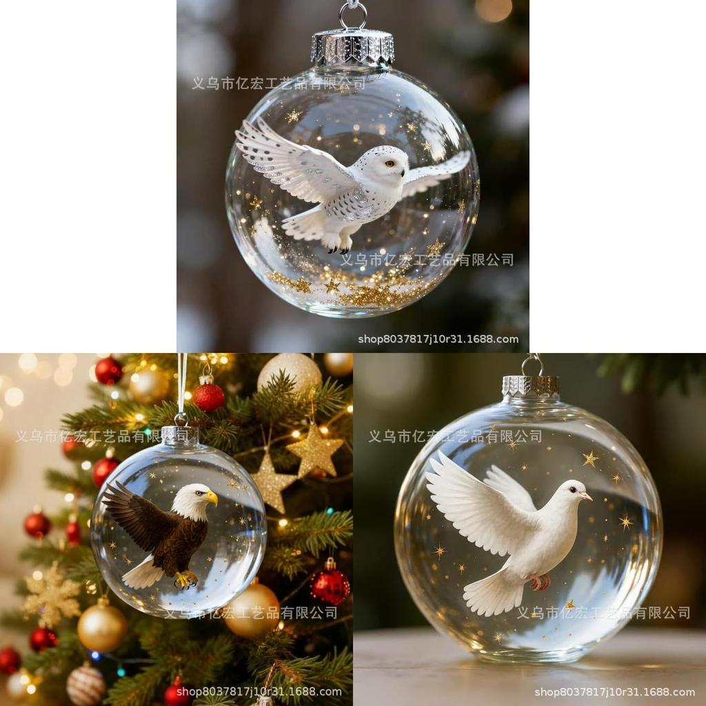 Natures Vogels Kristalglas Kerstboomversiering Set Met Kunststof Materiaal Voor Feestelijke Decoratie