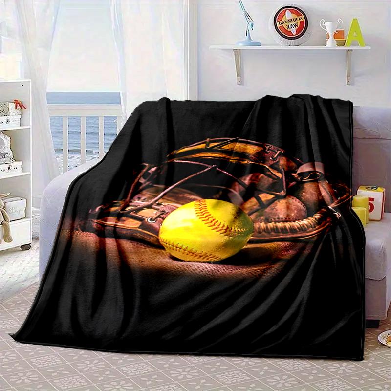 Baseball Passion And Heritage Blanket Flannel Blanket for Bed, Sofa, Camping, Hiking, Picnic Essentials, Gift for Family Fan Gifts