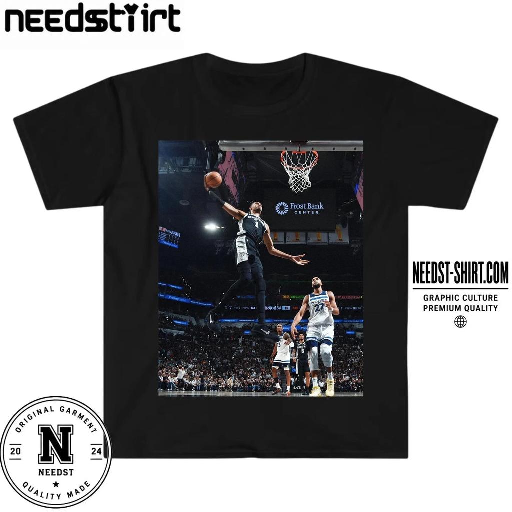 Victor Wembanyama Slam Dunk Spurs vs Timberwolves Graphic Shirt