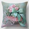 Pink Rose And Polka Dot Bow Pattern Home Decor Pillowcase Living Room Sofa Polyester Cushion Cover With Zipper