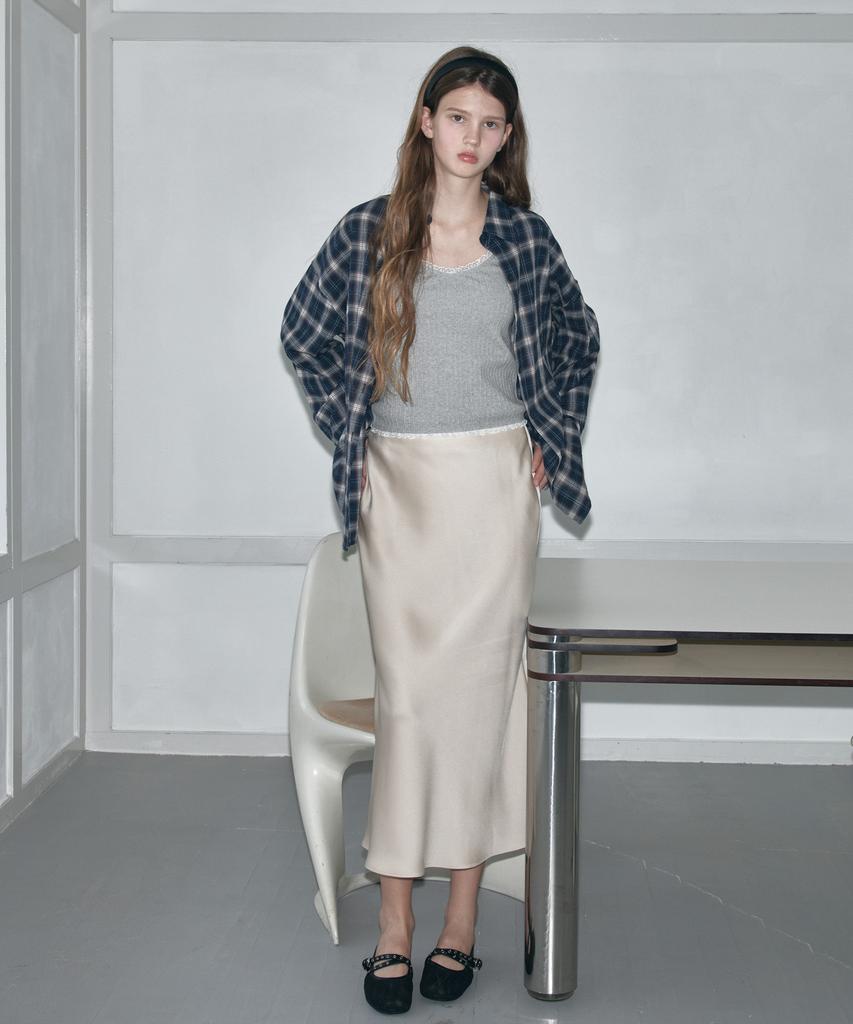 Soire Satin Long Skirt - Sand Beige