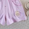 Set de Vară 2026 pentru Fete - Tricou cu Flori și Pantaloni Scurți - Ținută Elegantă din Două Piese cu Guler Rotund