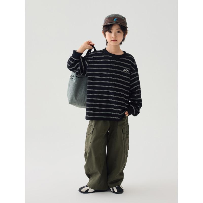 Solid Color Loose Straight Casual Cargo Long Pants For Big Boys