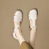 Holle sandalen met dikke zool en tasvormige neus voor dames, zomer 2025 nieuw, ronde neus, middelhoge hak, T-vormige schoenen, veelzijdige retro varkenskooischoenen