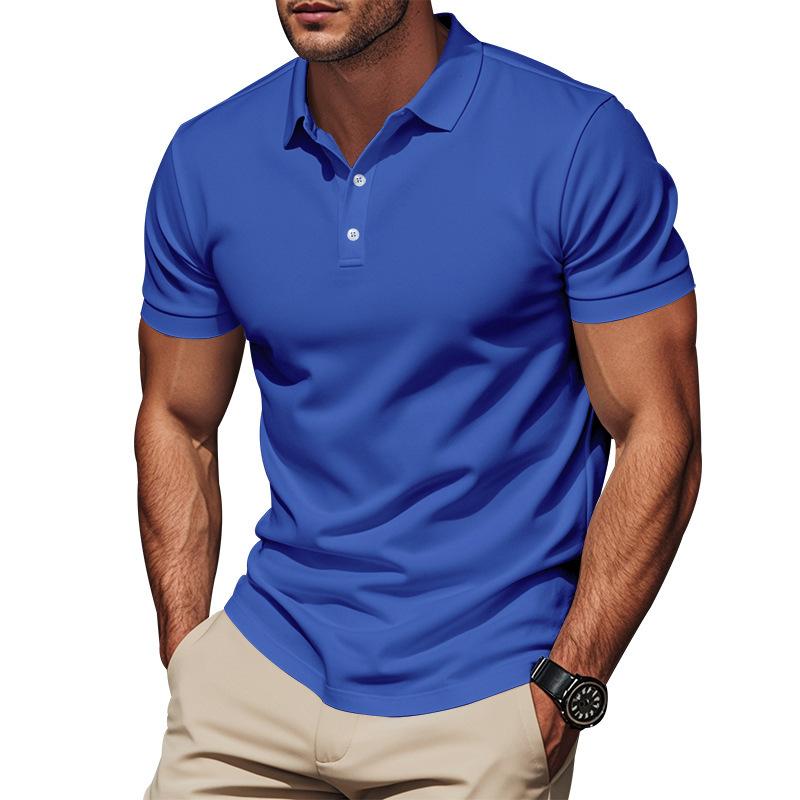 European and American Men's Simple Quick-drying Polo POLO Shirt Golf Type Men's Gentleman Loose Breathable Lapel Short Sleeves