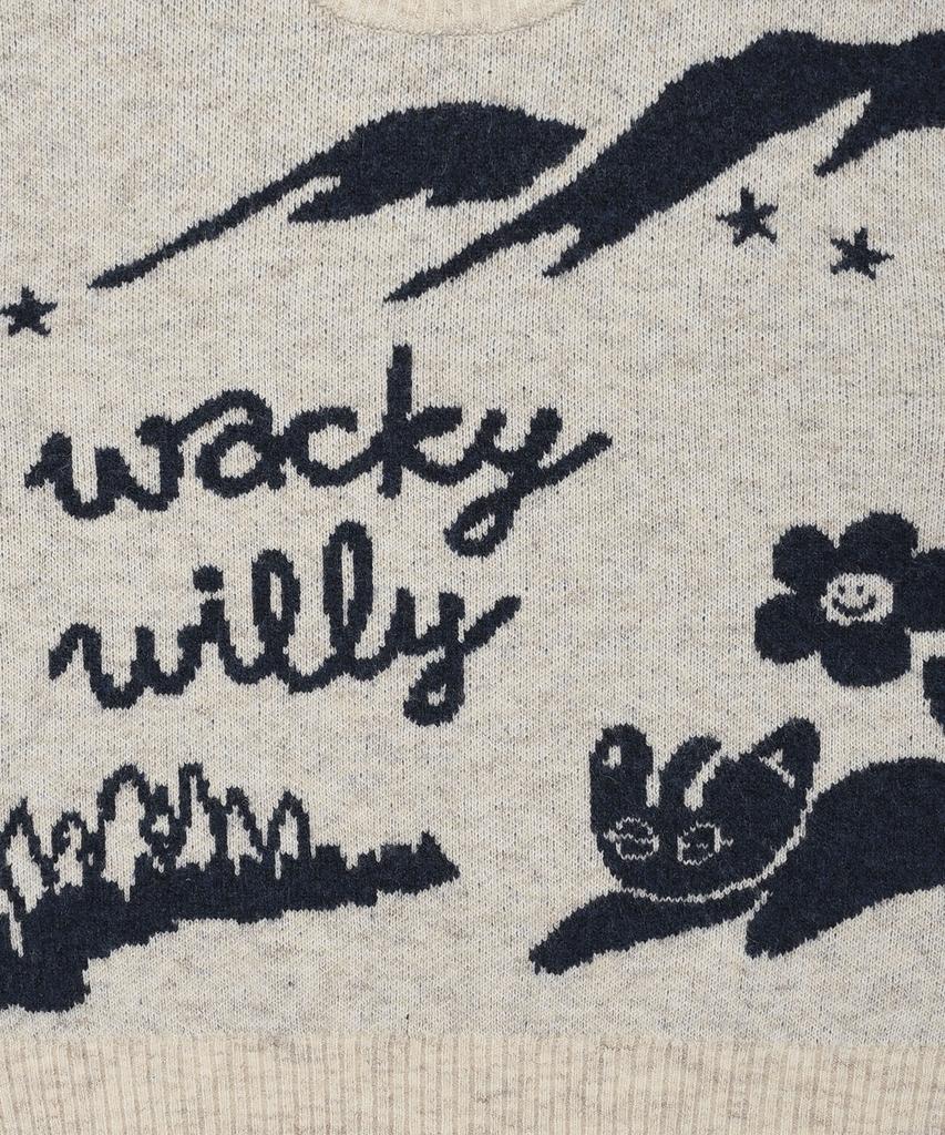 WACKY WILLY Women'S Jacquard Graphic Pullover Oatmeal