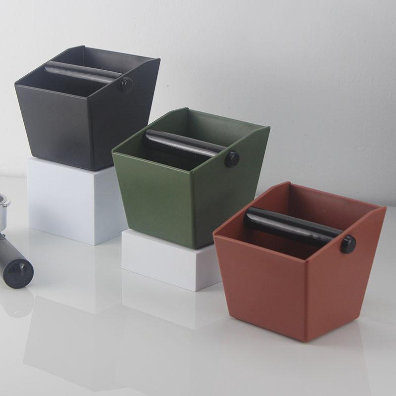 Shock-Absorbent Coffee Knock Box Anti-Slip Espresso Dump Bin For Coffee Grounds With Removable Knock Bar Coffee Grind Waste Bin