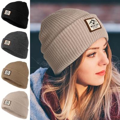 1pc, Solid Color Men's and Women's Elastic Autumn and Winter Warm Knit Hat, Suitable for Autumn and Winter Outdoors, Cycling, Sports, Skiing