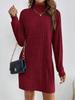 2024 Fall/Winter Women's Casual Solid Color High Neck Long Sleeve Knitted Dress