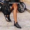 2026 Novas Botas Femininas Outono Bico Fino Rebites Personalidade Botas de Cano Curto Tênis Femininos Mulheres